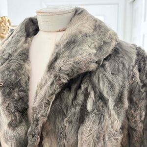 Vintage Gray Curly Sheared Persian Lamb Fur Jacket